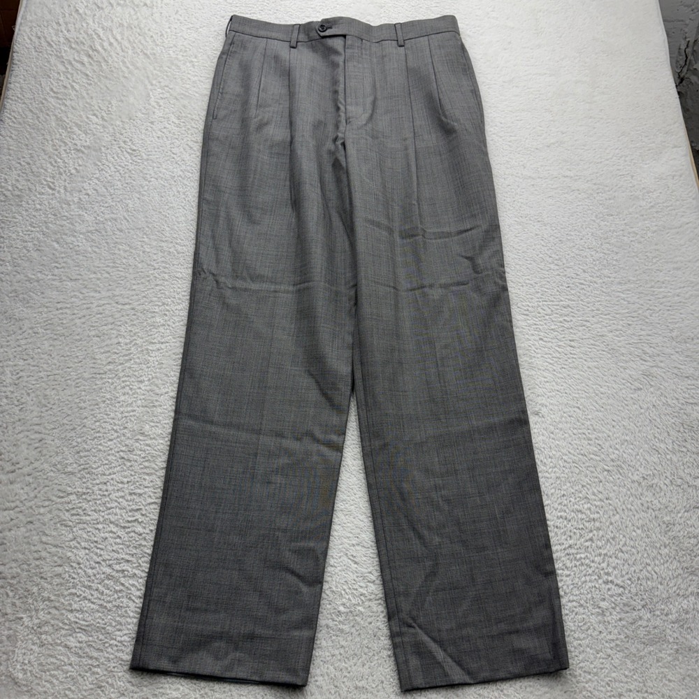NWT Jos. A. Bank Mens 34x32 Grey 100%‎ Wool Pleated Hemmed Dress Pants 20PX34204
